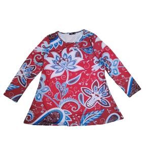 ❄️2/$5❄️[B3] Lily Quarter Sleeve Paisley & Floral Blouse, Size  1X